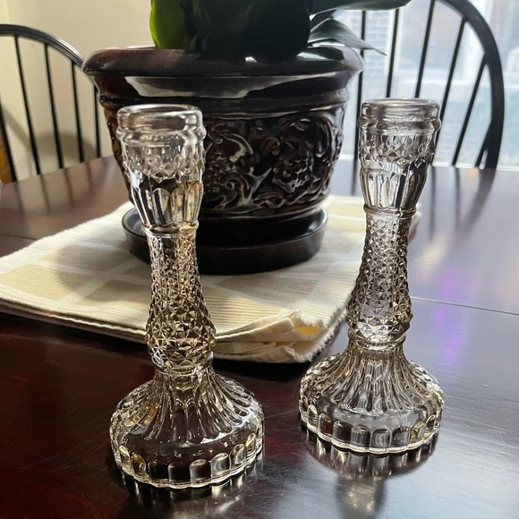 Cut Glass Candle Holders - Picture 2 of 5